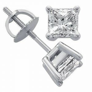 בלאק פריידי ישראל - מבצעים לכל השנה שעונים ותכשיטים IGI CERTIFIED 1/2 Ct Princess Cut Diamond in 14K White Gold Studs Earrings