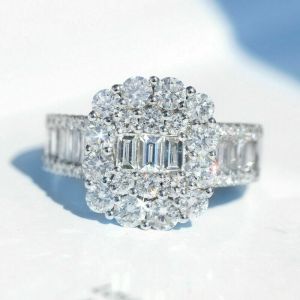 בלאק פריידי ישראל - מבצעים לכל השנה שעונים ותכשיטים 100% NATURAL 1Ct Diamond 14K White Gold Cluster Engagement Wedding Ring R1-3