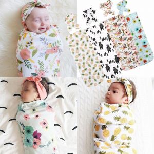 בלאק פריידי ישראל - מבצעים לכל השנה בגדי תינוקות Newborn Infant Baby Swaddle Blanket Baby Sleeping Swaddle Muslin Wrap Headband